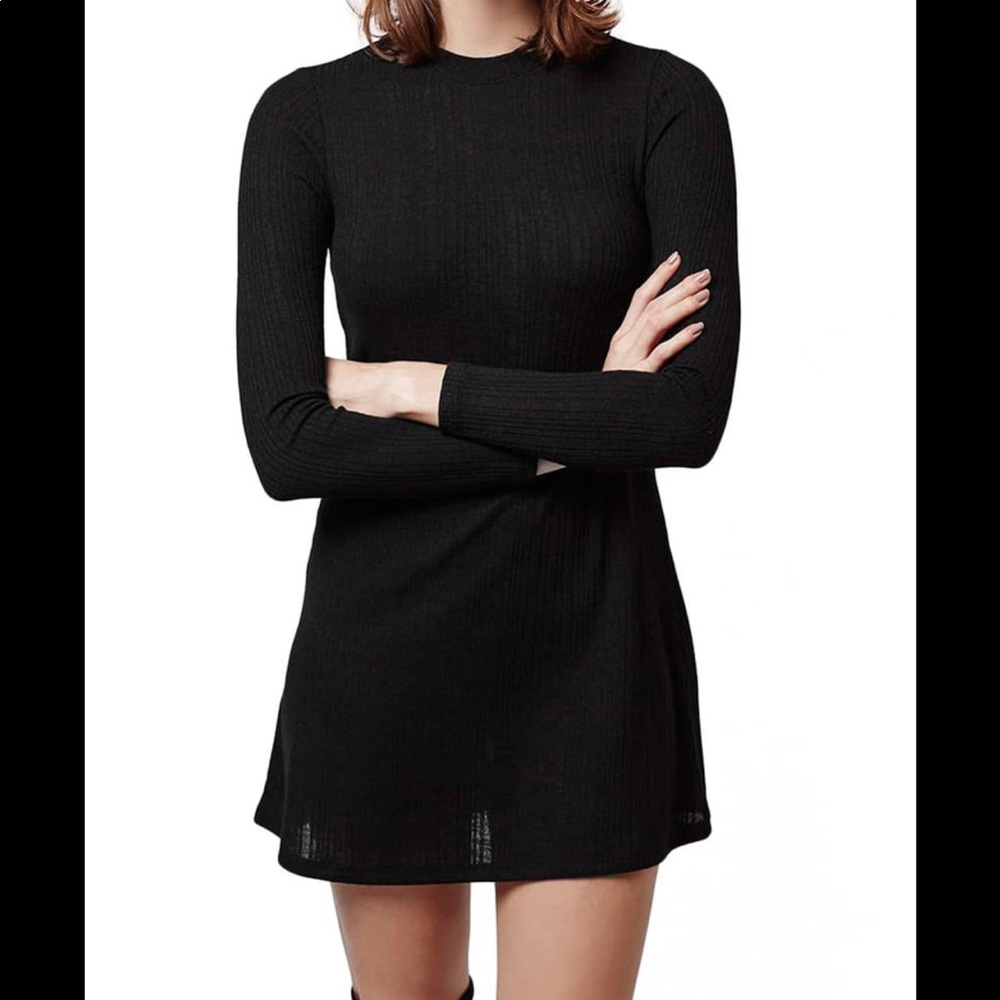 Black Long Sleeve Ribbed Top Shop Dress